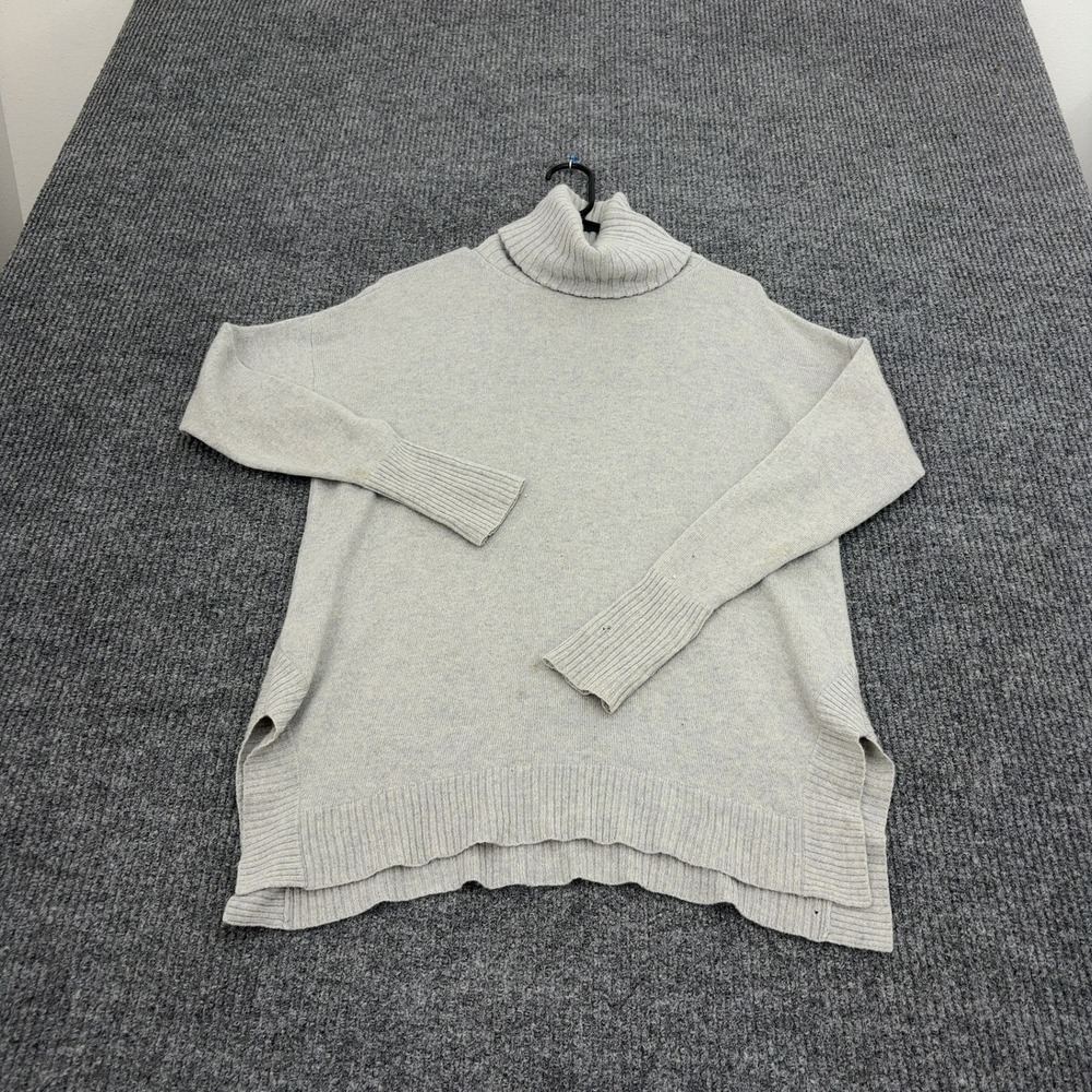 Ann Taylor Sweater Womens S Gray Cashmere Turtleneck Side Slit Luxury Casual‎